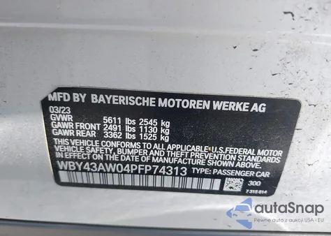2023 BMW I4 Edrive35 from USA, damaged, VIN WBY43AW04PFP74313